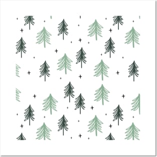 Cute Christmas Tree Pattern Posters and Art